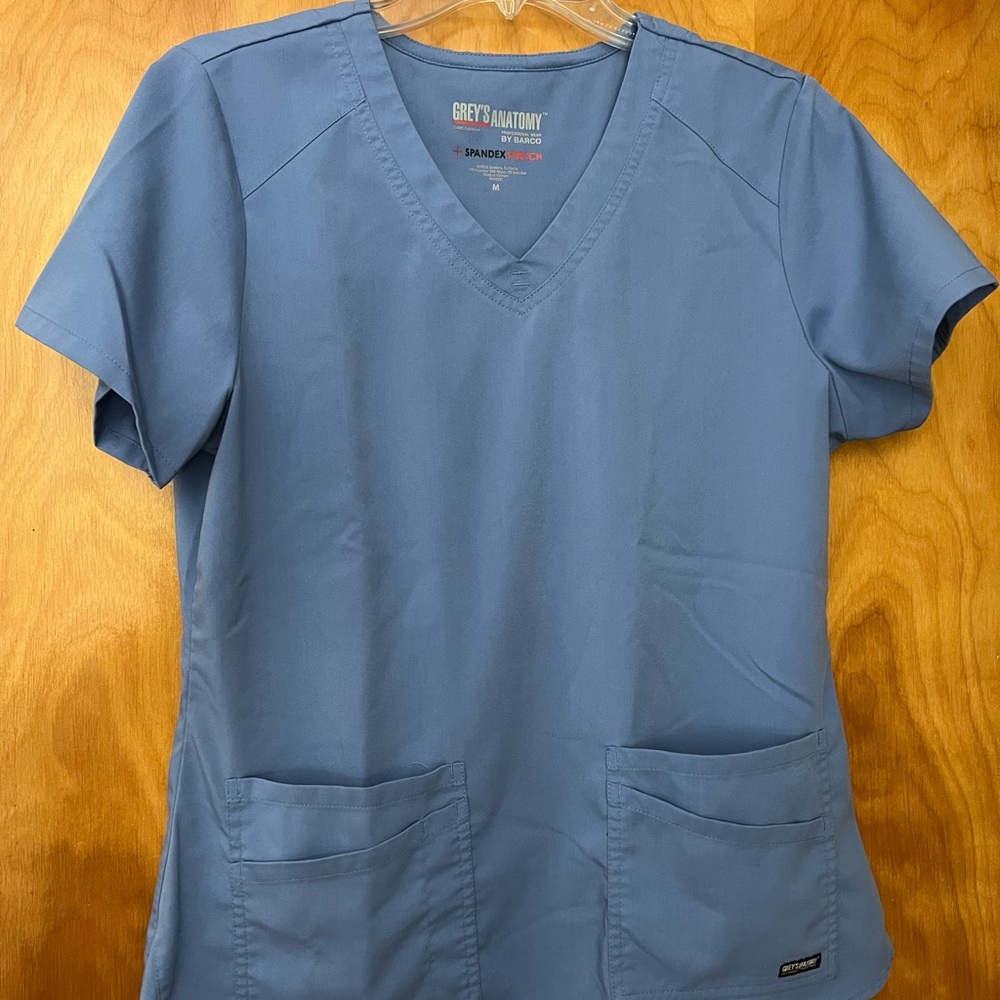 Grey's Anatomy Slate Blue V-Neck Scrub Top